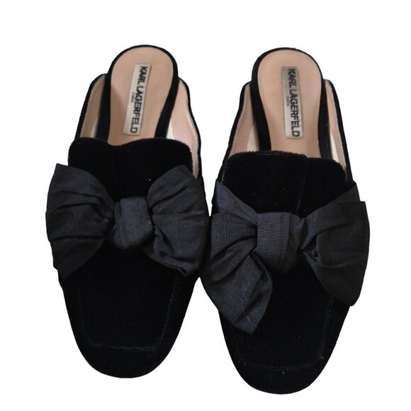 Karl Lagerfeld Odetta 2 Women's Size 8M Black Closed Toed Bow Slip On Sandals - Picture 1 of 6